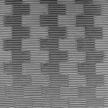 Gray woven fabric texture with ribbed rectangular blocks; industrial textile look for upholstery