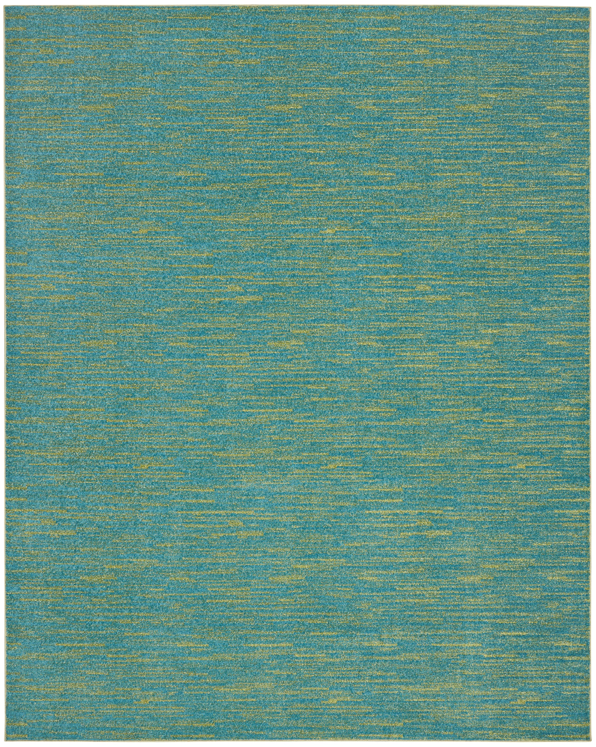 Teal and gold textured rectangular rug with heathered, modern flat-weave look.