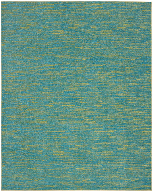 Teal and gold textured rectangular rug with heathered, modern flat-weave look.