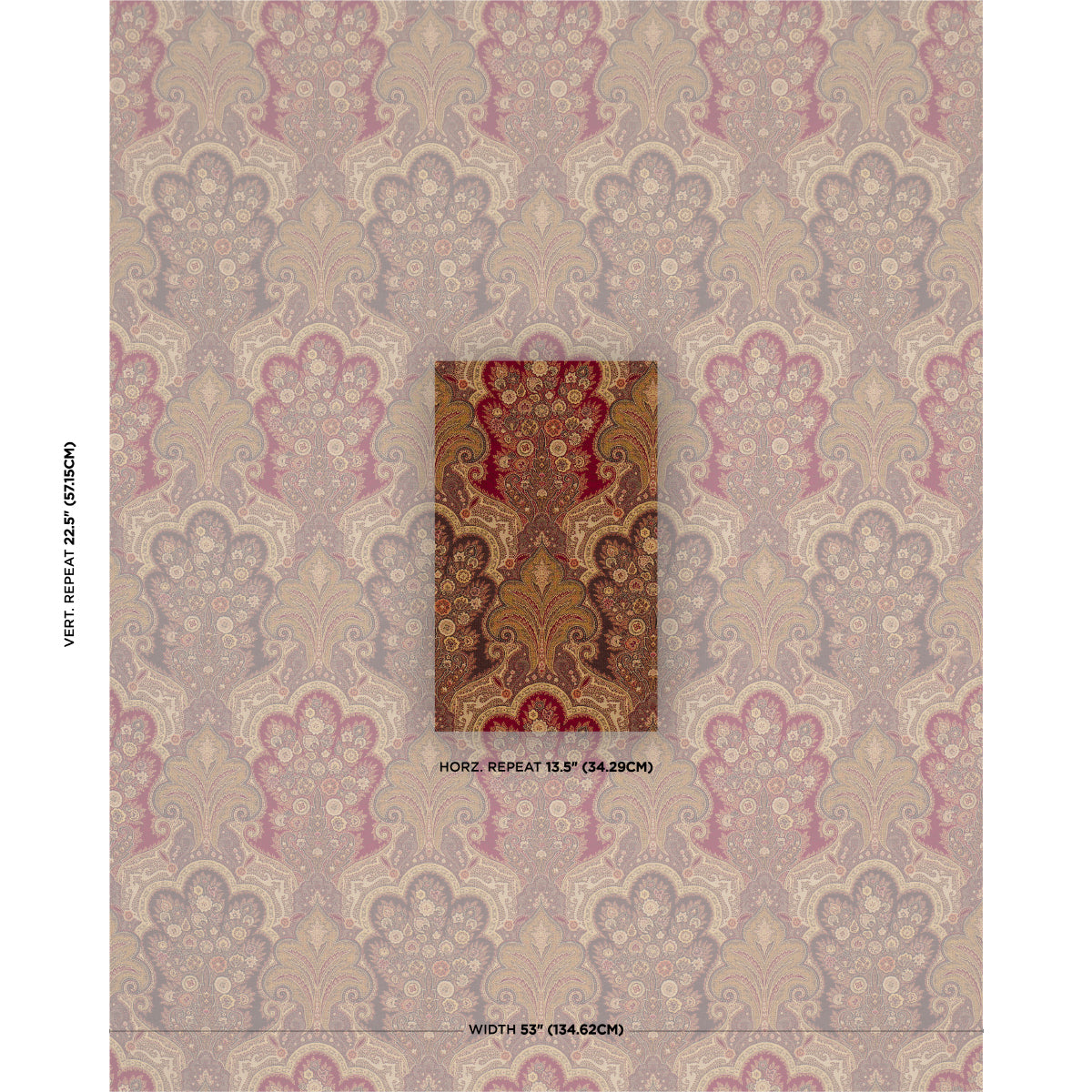 SCHUMACHER  CHROMA NEW CASTLE PAISLEY PATTERN WOVENS,HIGH PERFORMANCE PATTERN WOVENS,HIGH PERFORMANCE CRANBERRY   - 3362013