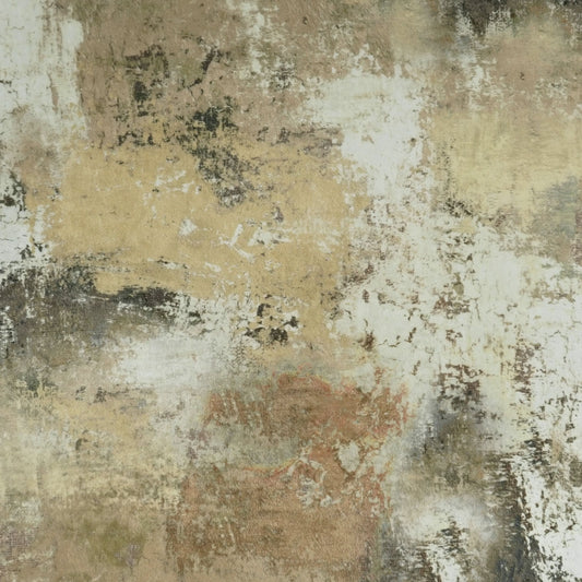Abstract distressed fabric texture in beige, cream, taupe and brown with weathered plaster look.