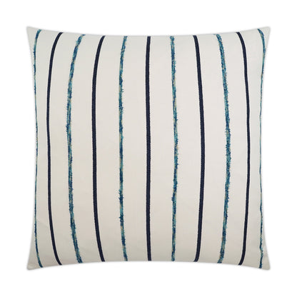 D.V. KAP HOME   24" x 24" Azaria Pillow - Lapis Farmhouse, Textured, Transitional, Global, Stripes    - 3379-L-2424