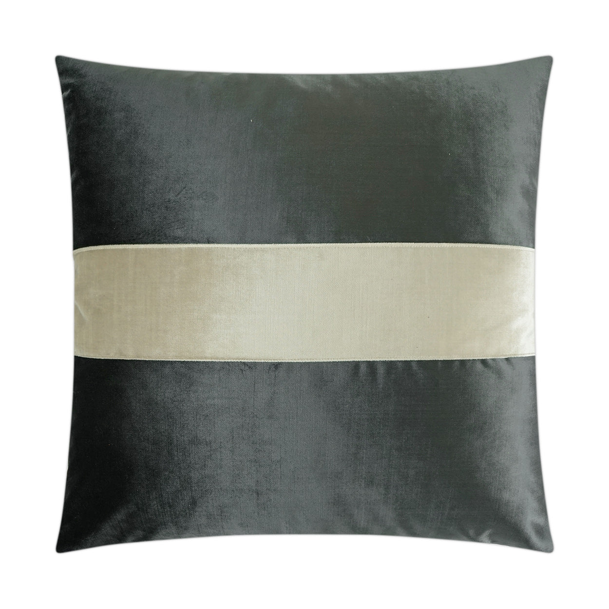 D.V. KAP HOME   24" x 24" Iridescence Band Pillow - Graphite Band / Ribbon    - 3384-G-2424