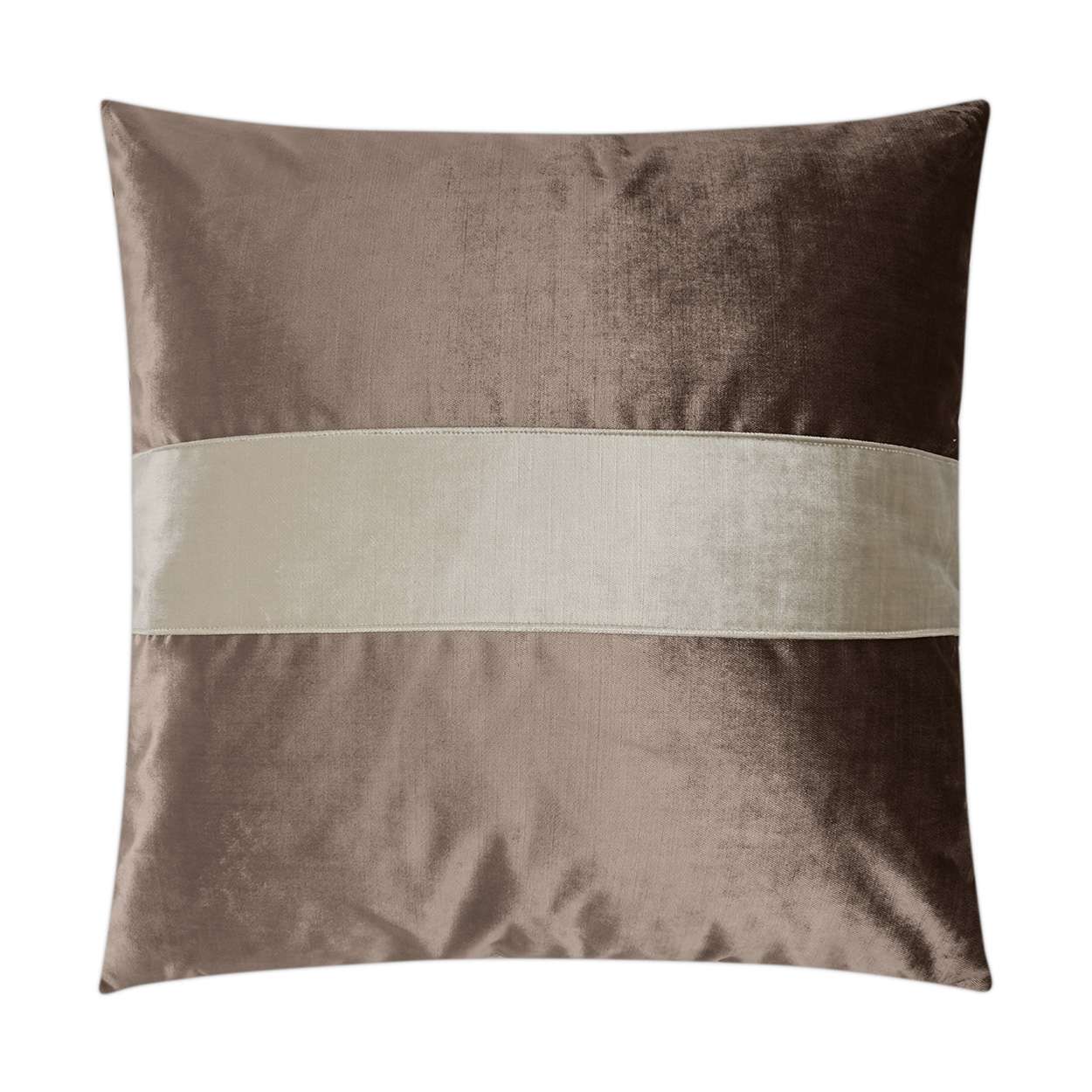 D.V. KAP HOME   24" x 24" Iridescence Band Pillow - Latte Band / Ribbon    - 3384-L-2424
