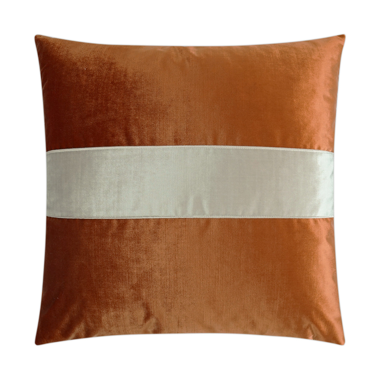 D.V. KAP HOME   24" x 24" Iridescence Band Pillow - Orange Band / Ribbon    - 3384-O-2424