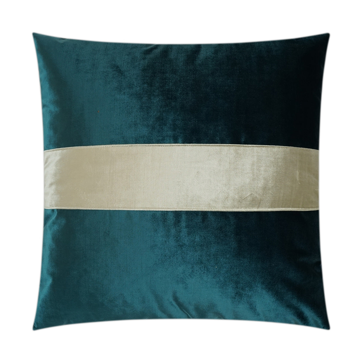 D.V. KAP HOME   24" x 24" Iridescence Band Pillow - Peacock Band / Ribbon    - 3384-P-2424