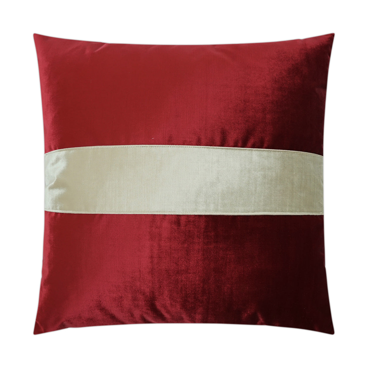 D.V. KAP HOME   24" x 24" Iridescence Band Pillow - Ruby Band / Ribbon    - 3384-R-2424