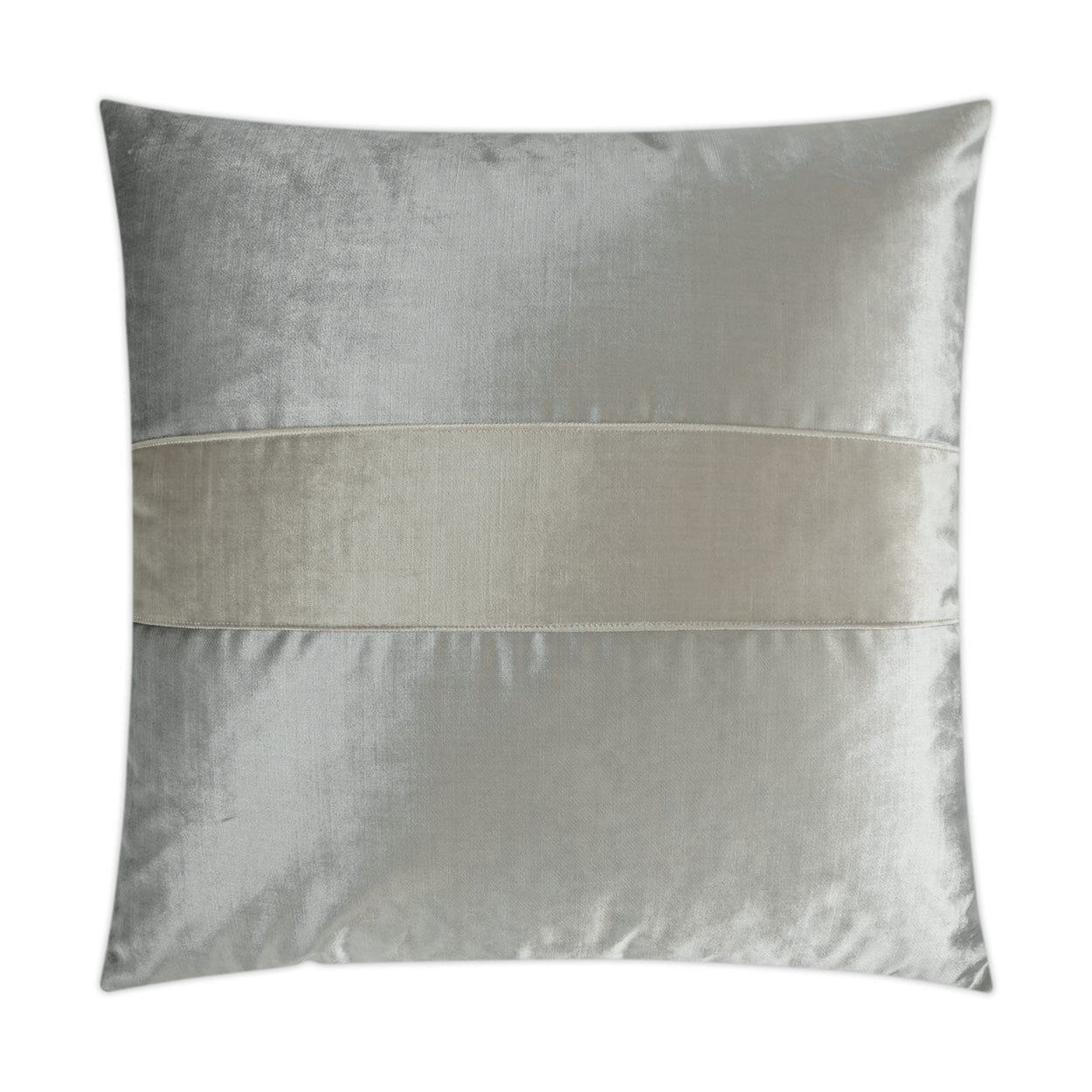 D.V. KAP HOME   24" x 24" Iridescence Band Pillow - Silver Band / Ribbon    - 3384-S-2424