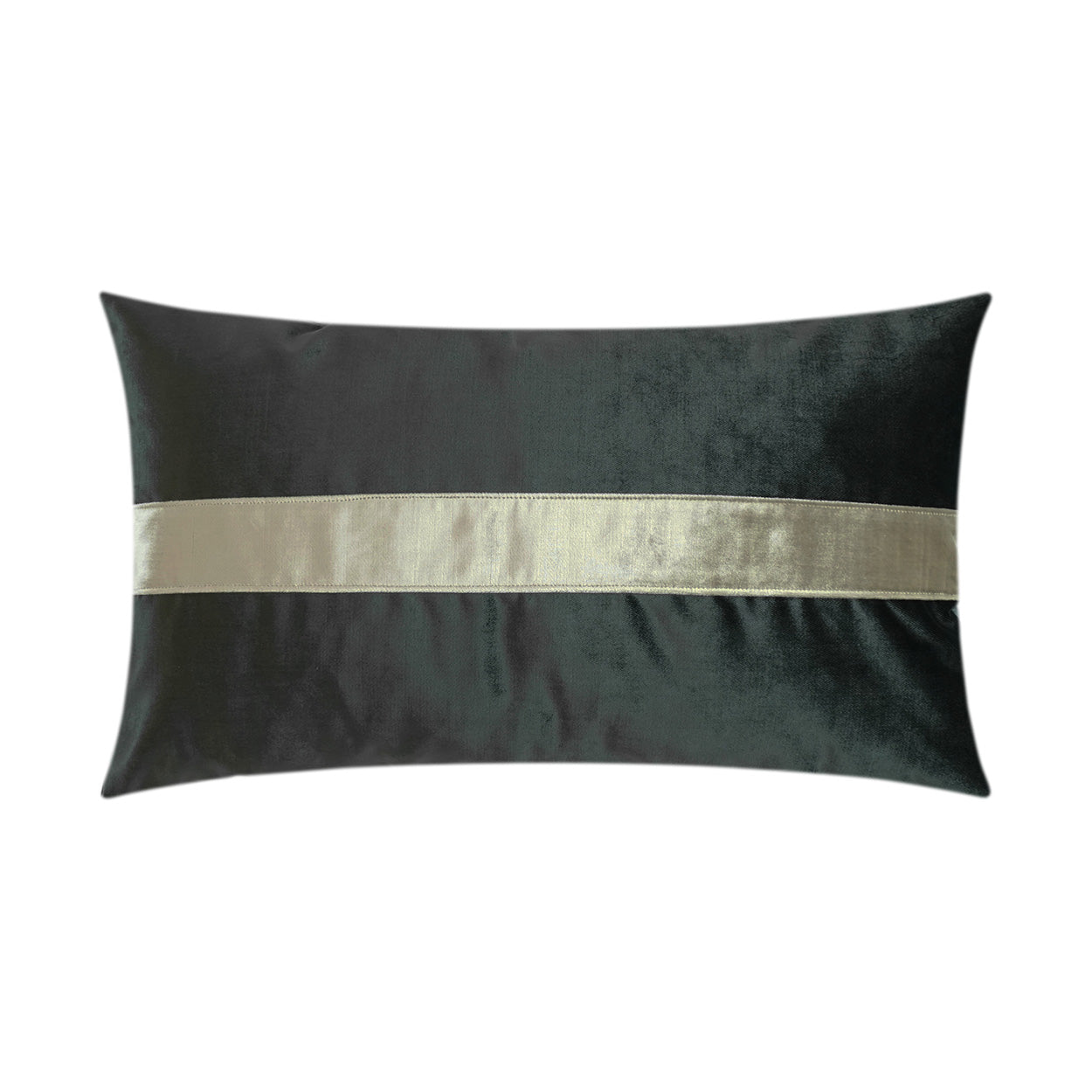 D.V. KAP HOME   14" x 24" Iridescence Band Lumbar Pillow - Graphite Band / Ribbon    - 3385-G-1424