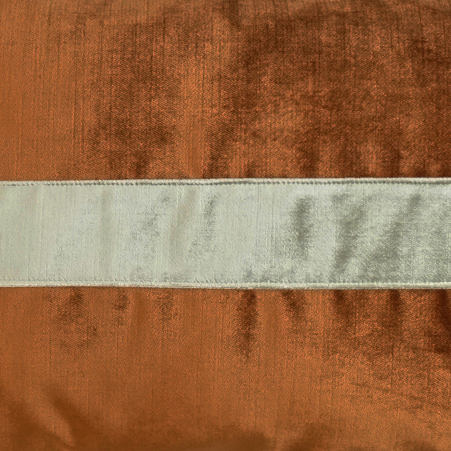 D.V. KAP HOME   14" x 24" Iridescence Band Lumbar Pillow - Orange Band / Ribbon    - 3385-O-1424