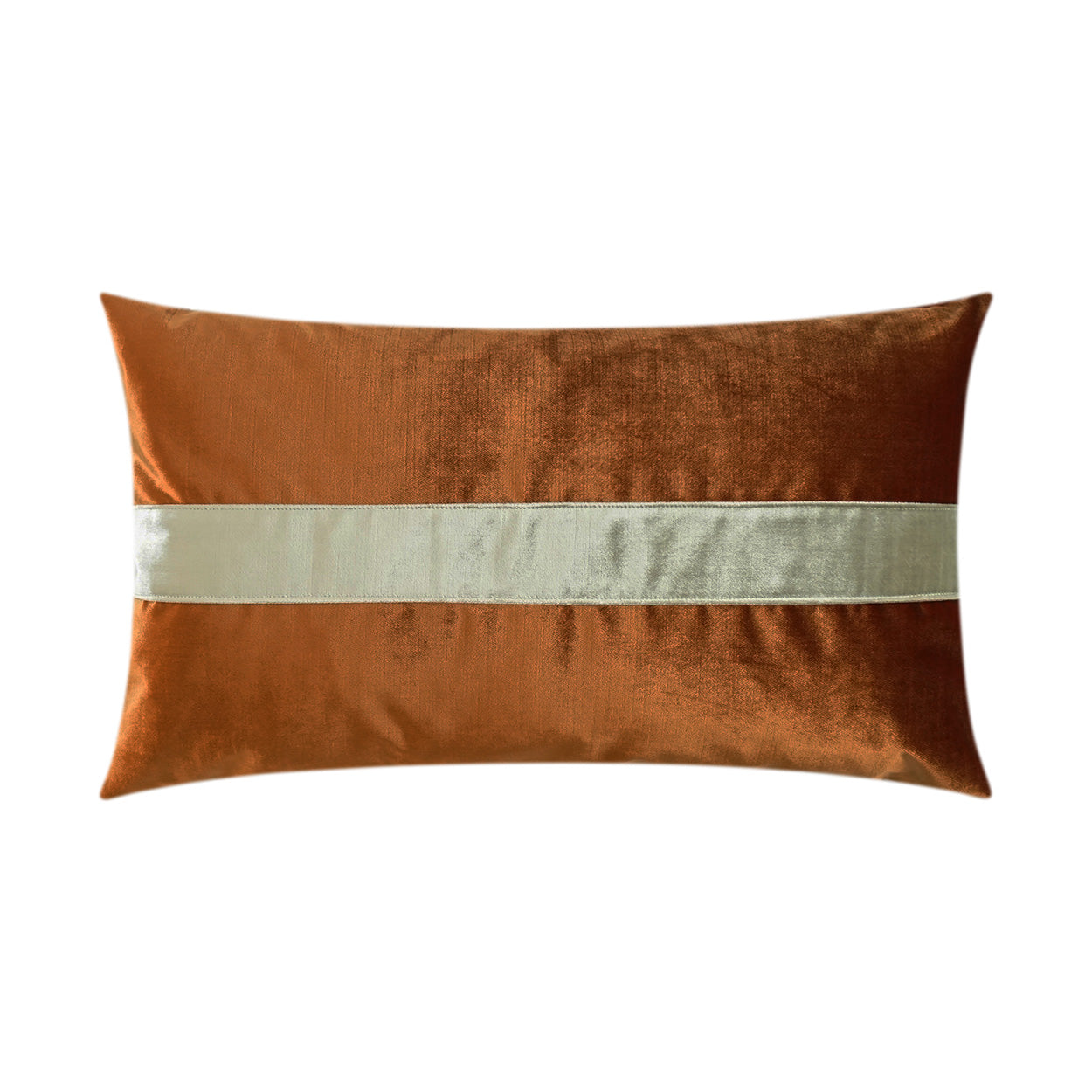 D.V. KAP HOME   14" x 24" Iridescence Band Lumbar Pillow - Orange Band / Ribbon    - 3385-O-1424