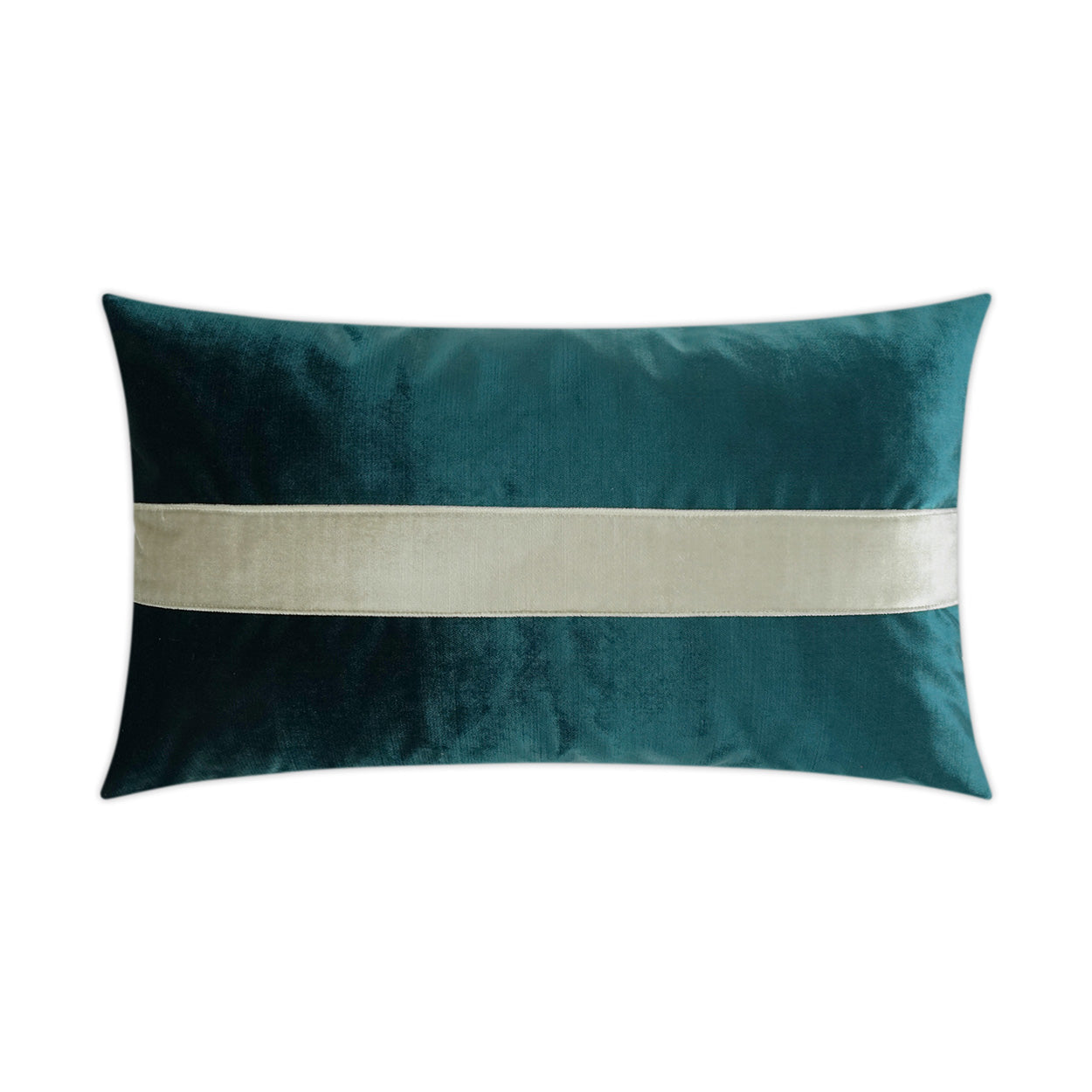 D.V. KAP HOME   14" x 24" Iridescence Band Lumbar Pillow - Peacock Band / Ribbon    - 3385-P-1424