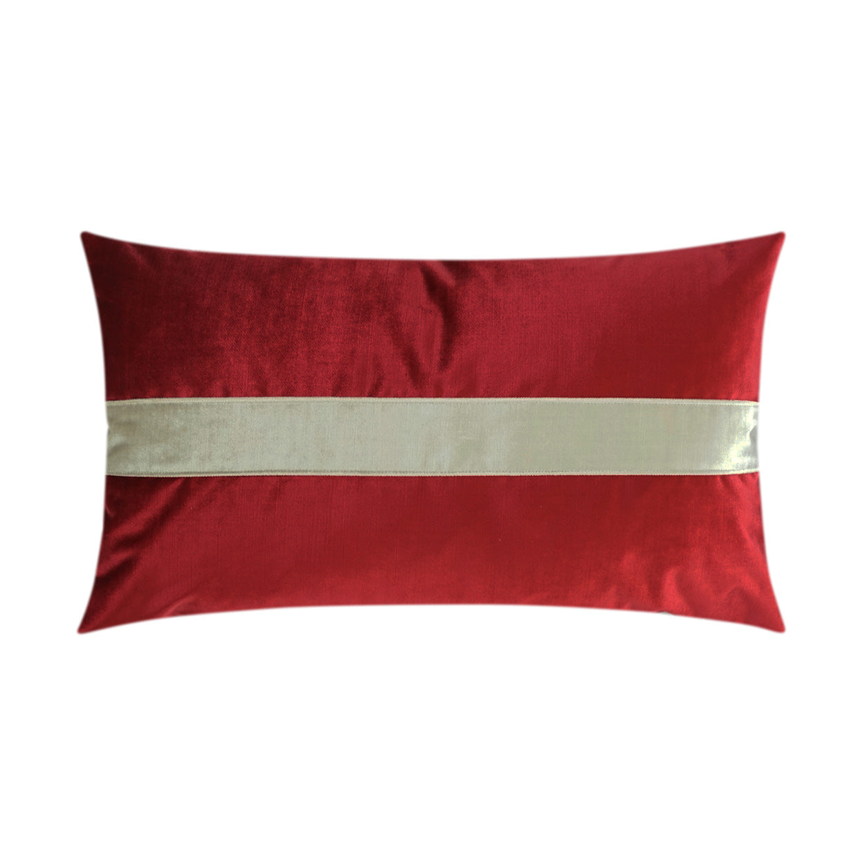 D.V. KAP HOME   14" x 24" Iridescence Band Lumbar Pillow - Ruby Band / Ribbon    - 3385-R-1424