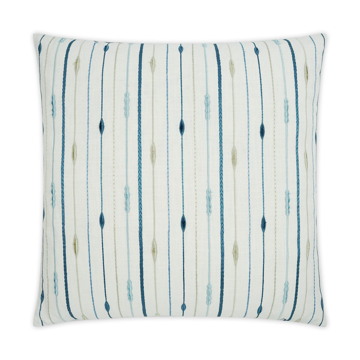 D.V. KAP HOME   24" x 24" Pacesetter Pillow - Blue Embroidery, Beach, Stripes    - 3389-B-2424