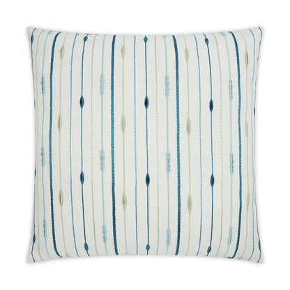 D.V. KAP HOME   24" x 24" Pacesetter Pillow - Blue Embroidery, Beach, Stripes    - 3389-B-2424