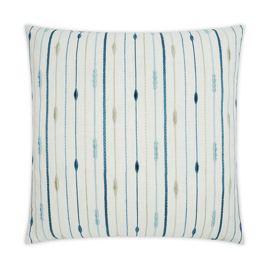 D.V. KAP HOME   24" x 24" Pacesetter Pillow - Blue Embroidery, Beach, Stripes    - 3389-B-2424