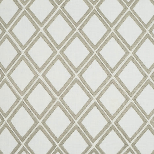 D.V. KAP HOME 3411-YARD Enhancer Fabric Embroidery, Farmhouse, Geometric  Ivory, White   - Enhancer
