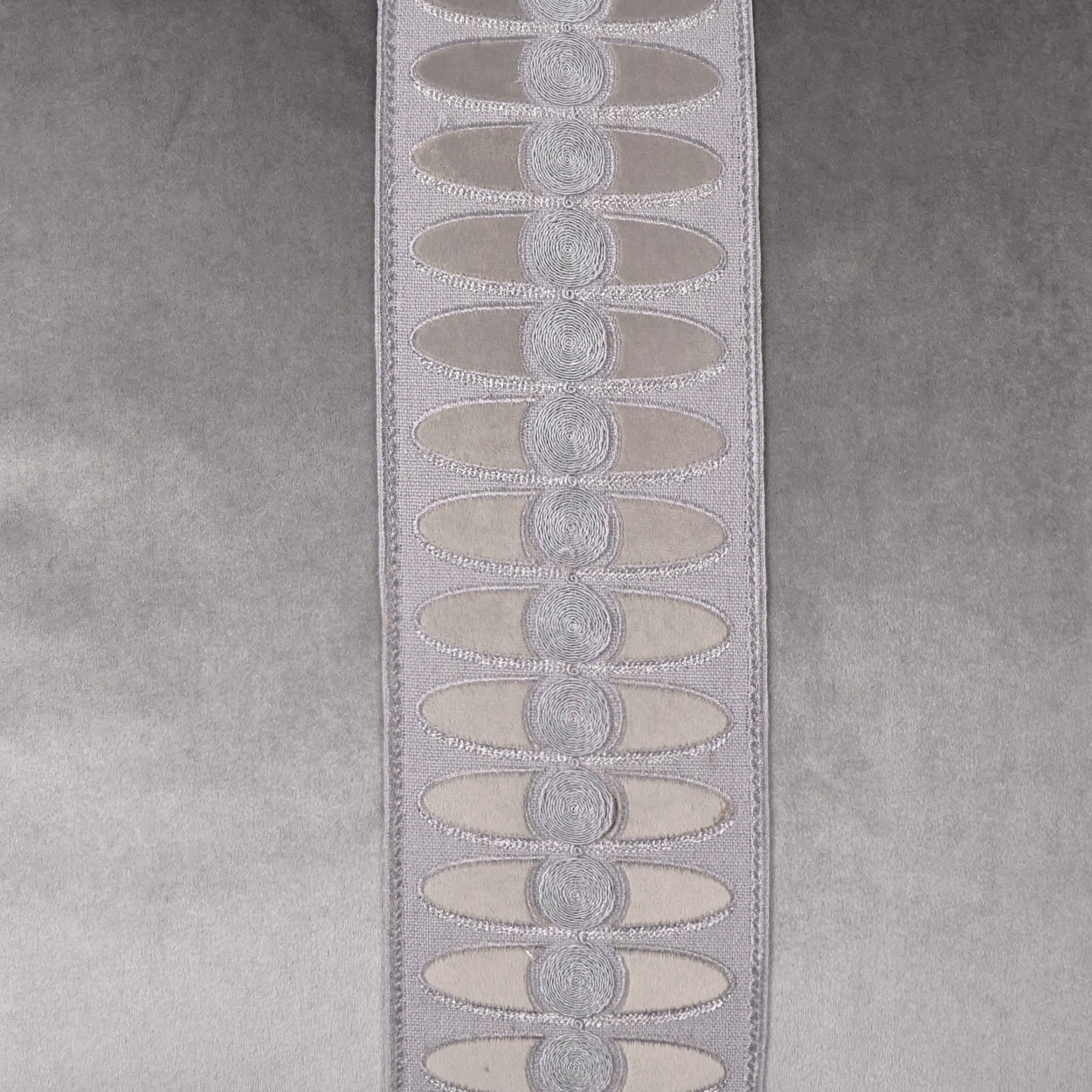 D.V. KAP HOME   24" x 24" Mati Velvet Pillow - Smoke Band / Ribbon    - 3419-S-2424