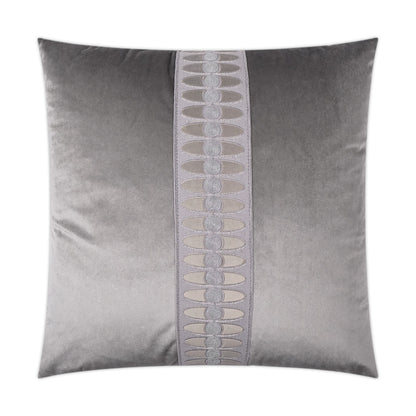 D.V. KAP HOME   24" x 24" Mati Velvet Pillow - Smoke Band / Ribbon    - 3419-S-2424
