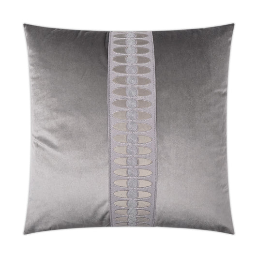 D.V. KAP HOME   24" x 24" Mati Velvet Pillow - Smoke Band / Ribbon    - 3419-S-2424