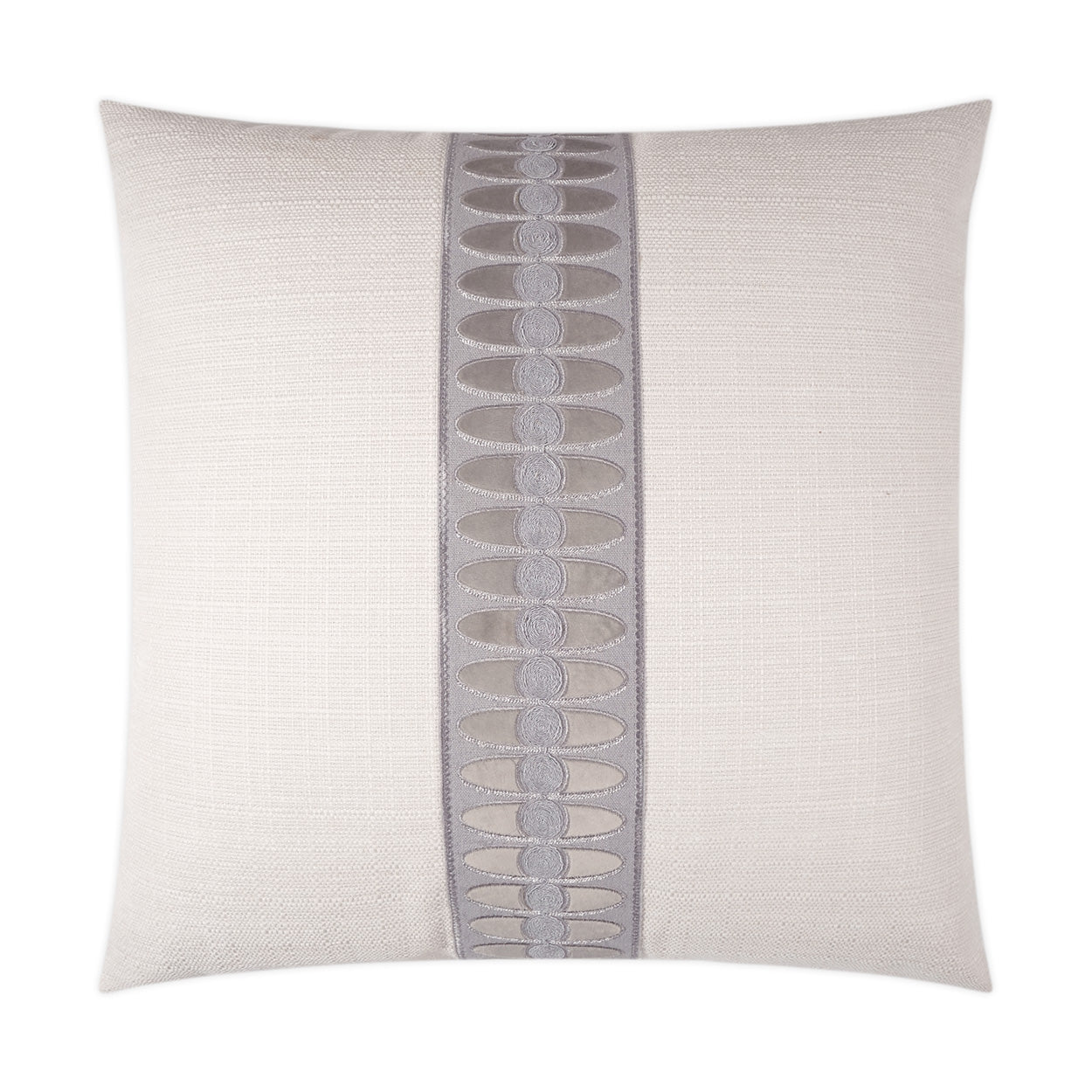 D.V. KAP HOME   24" x 24" Mati Linen Pillow - Smoke Band / Ribbon    - 3420-S-2424