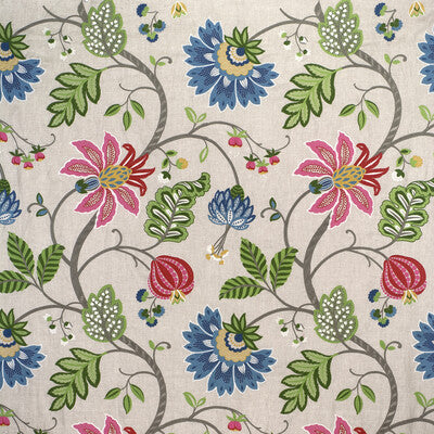 KRAVET COUTURE EMBROIDERY JACOBEANS GREEN,PINK,BLUE   - 34202.317.0