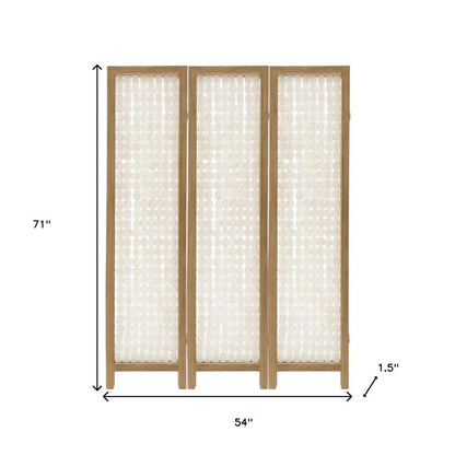 71" Clear Folding Three Panel Screen Room Divider