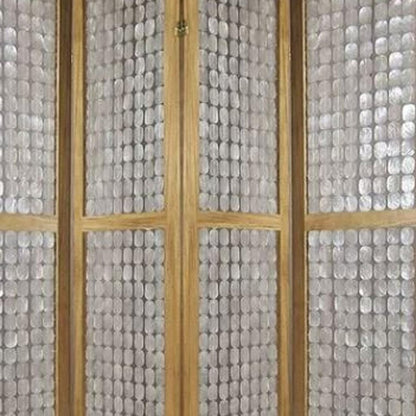 84" Clear Capiz Mother of Pearl Folding Three Panel Screen Room Divider