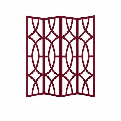 84" Red Solid Wood Folding Four Panel Screen Room Divider