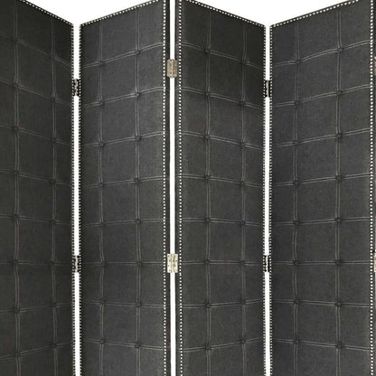 108" Gray Fabric And Wood Folding Five Panel Screen Room Divider