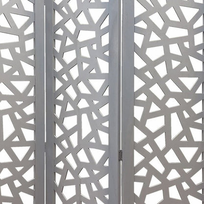 50" Gray Solid Wood Folding Three Panel Screen Room Divider