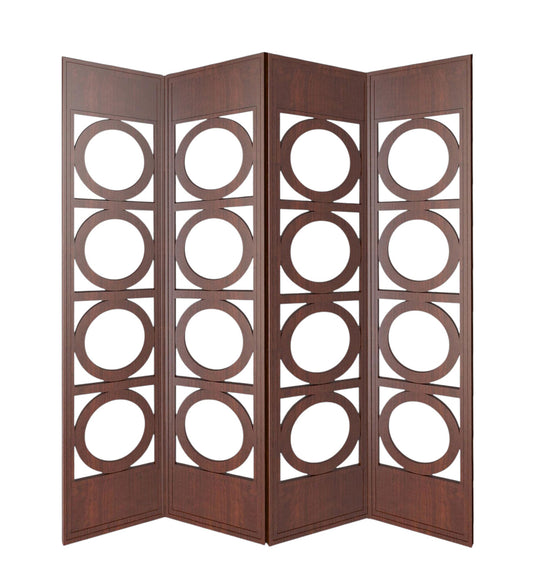 84" Brown Solid Wood Folding Four Panel Screen Room Divider