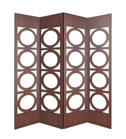 84" Brown Solid Wood Folding Four Panel Screen Room Divider