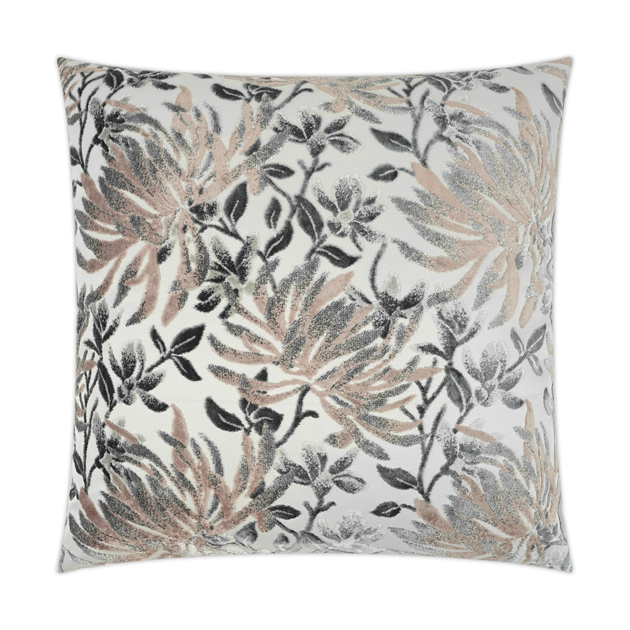 D.V. KAP HOME   24" x 24" Sadah Pillow - Blush Transitional, Floral    - 3429-B-2424