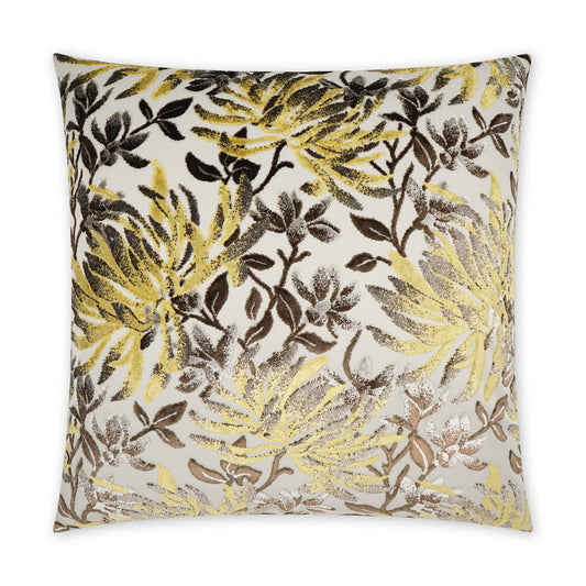 D.V. KAP HOME   24" x 24" Sadah Pillow - Espresso Floral    - 3429-E-2424