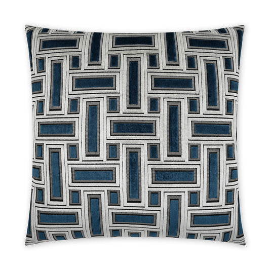 D.V. KAP HOME   24" x 24" Brix Pillow - Sapphire Transitional, Geometric    - 3433-S-2424
