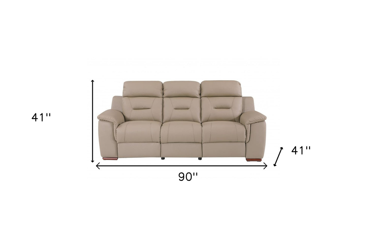 90" Beige And Brown Faux Leather Sofa