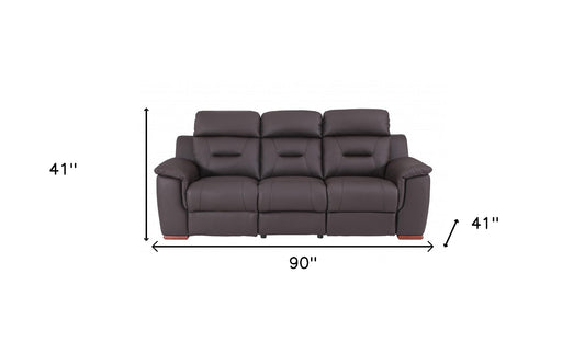 90" Brown Faux Leather Sofa