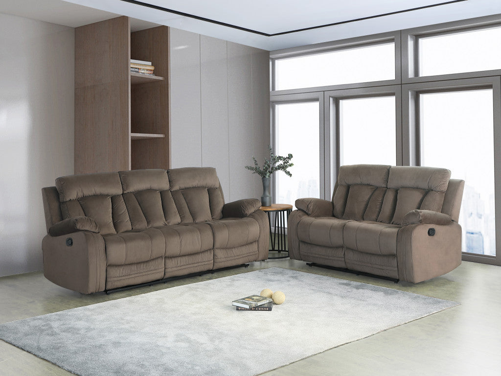 Two Piece Indoor Brown Microsuede Five Person Seating Set