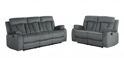 Three Piece Indoor Gray Microsuede Six Person Seating Set