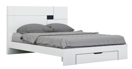 Solid Wood King White Bed