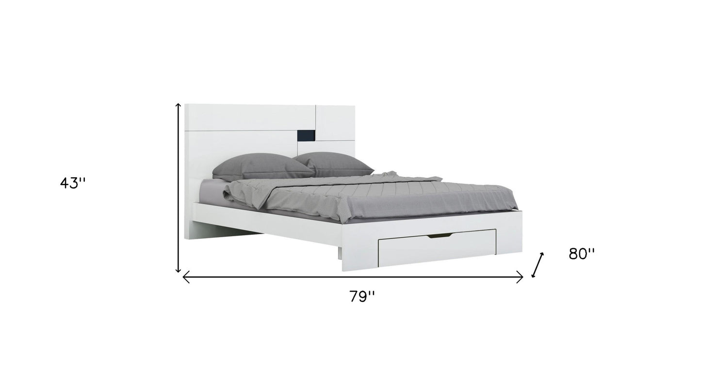 Solid Wood King White Bed