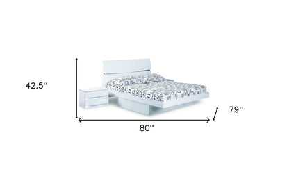 White Solid Wood King Bed Frame