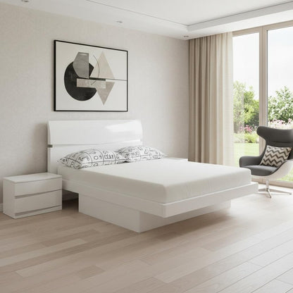 White Solid Wood King Bed Frame