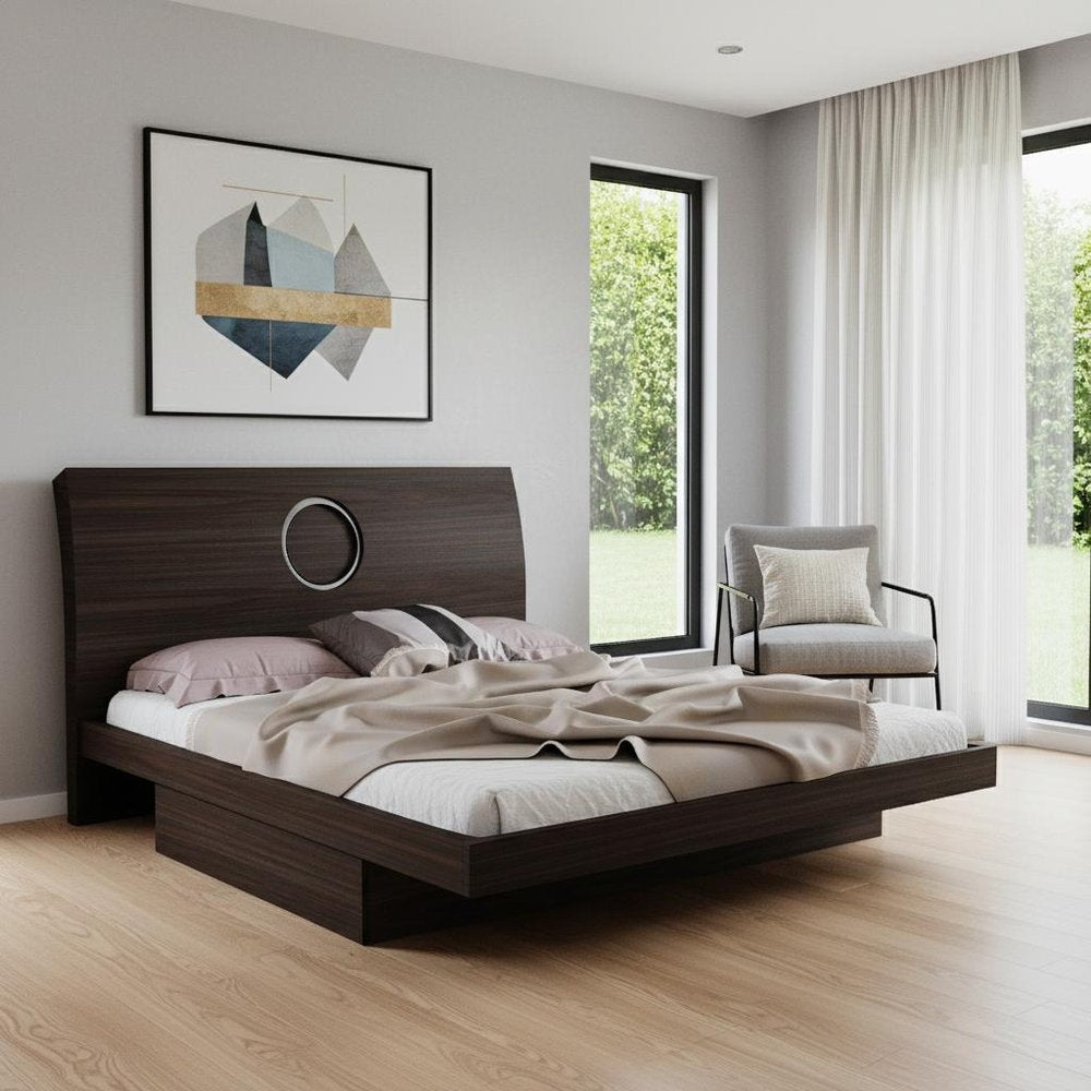 Brown Wood King Bed Frame