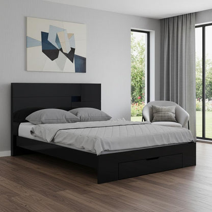 Black Solid Wood King Bed Frame