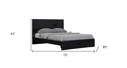 Black Solid Wood King Bed Frame
