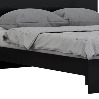 Black Solid Wood King Bed Frame