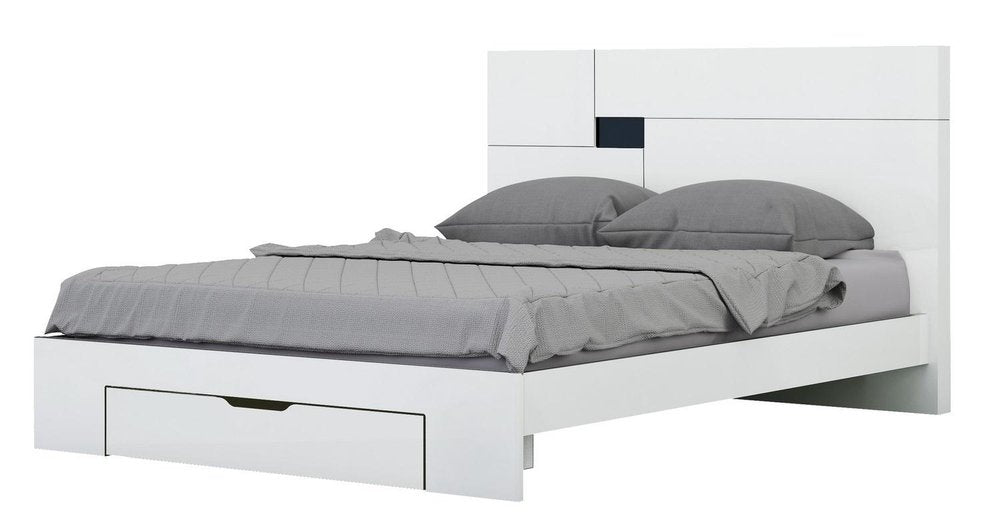 White Solid Wood Queen Bed Frame