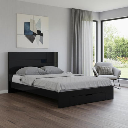 Black Solid Wood Queen Bed Frame